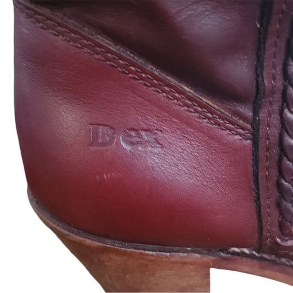 Dexter Vintage Burgundy Leather Women's Size 7.5 M Campus Boot Stacked Heel - Picture 10 of 10